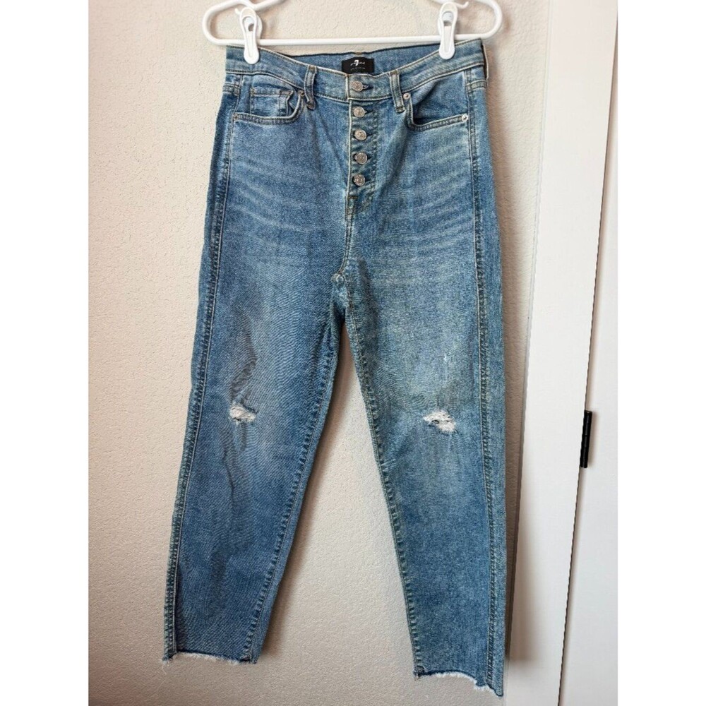 7 For All Mankind Cropped Straight Jeans Size 28